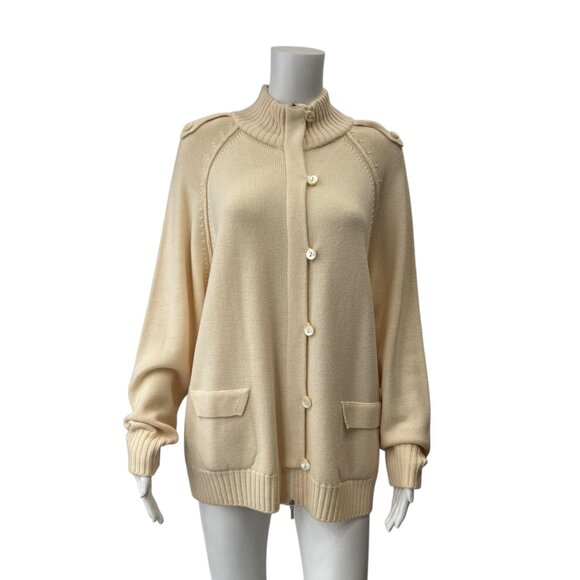 $605 NWT Voyage Marina Rinaldi Cream Cardigan Wool Sweater size Large - Picture 1 of 11